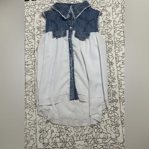 Denim sheer top
